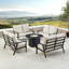 Ensemble de table de foyer en aluminium noir avec quatre causeuses profondes-1514053280