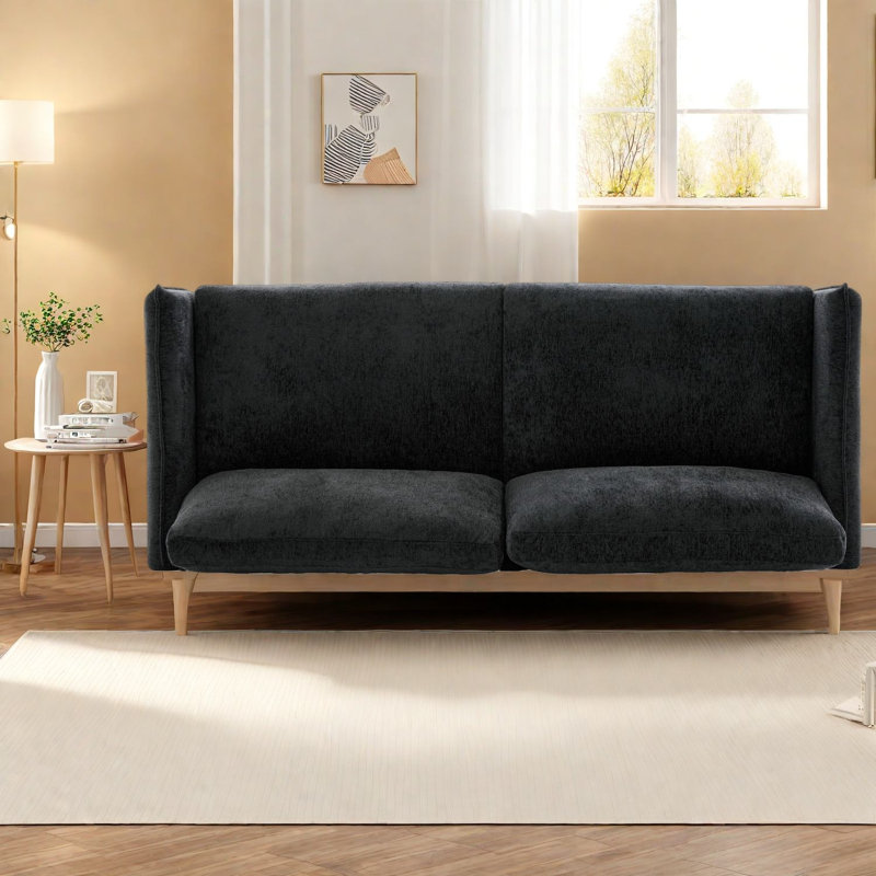 Causeuse en chenille noire confortable et moderne pour la maison