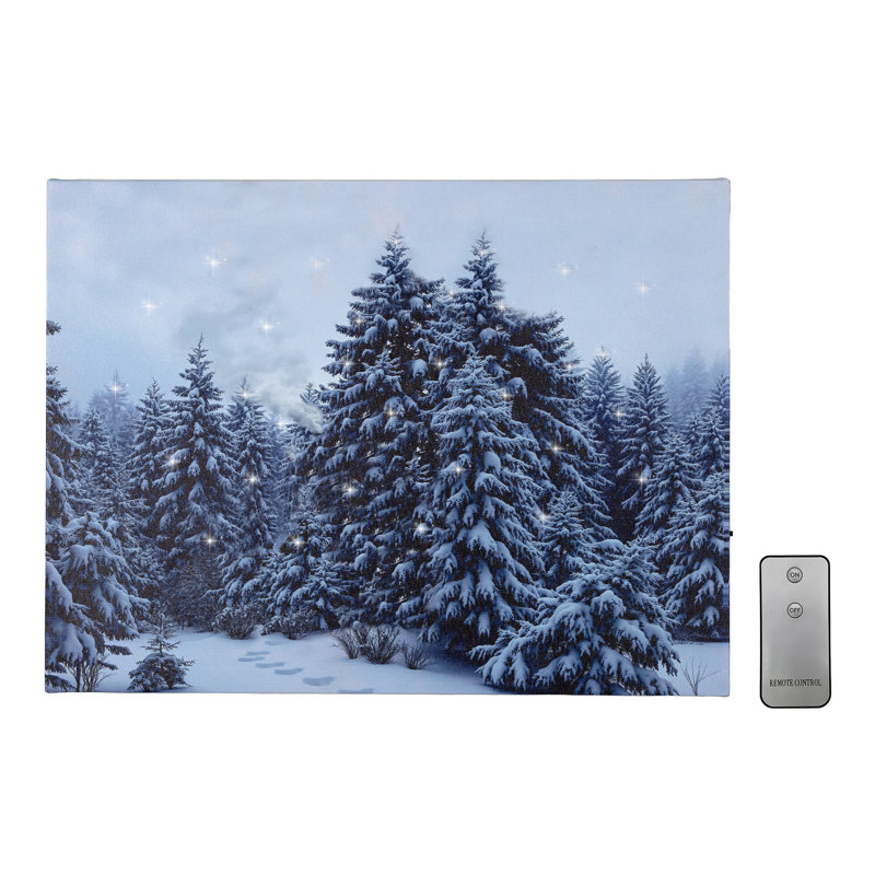 Art mural lumineux à piles - Snowy Pines
