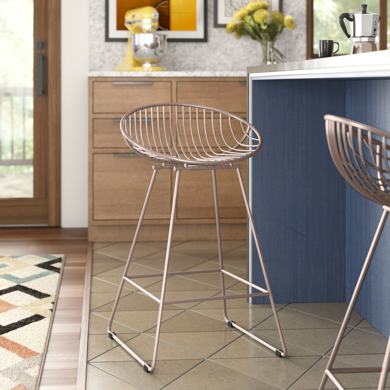 Counter Stool with Metal Frame, Blush Pink