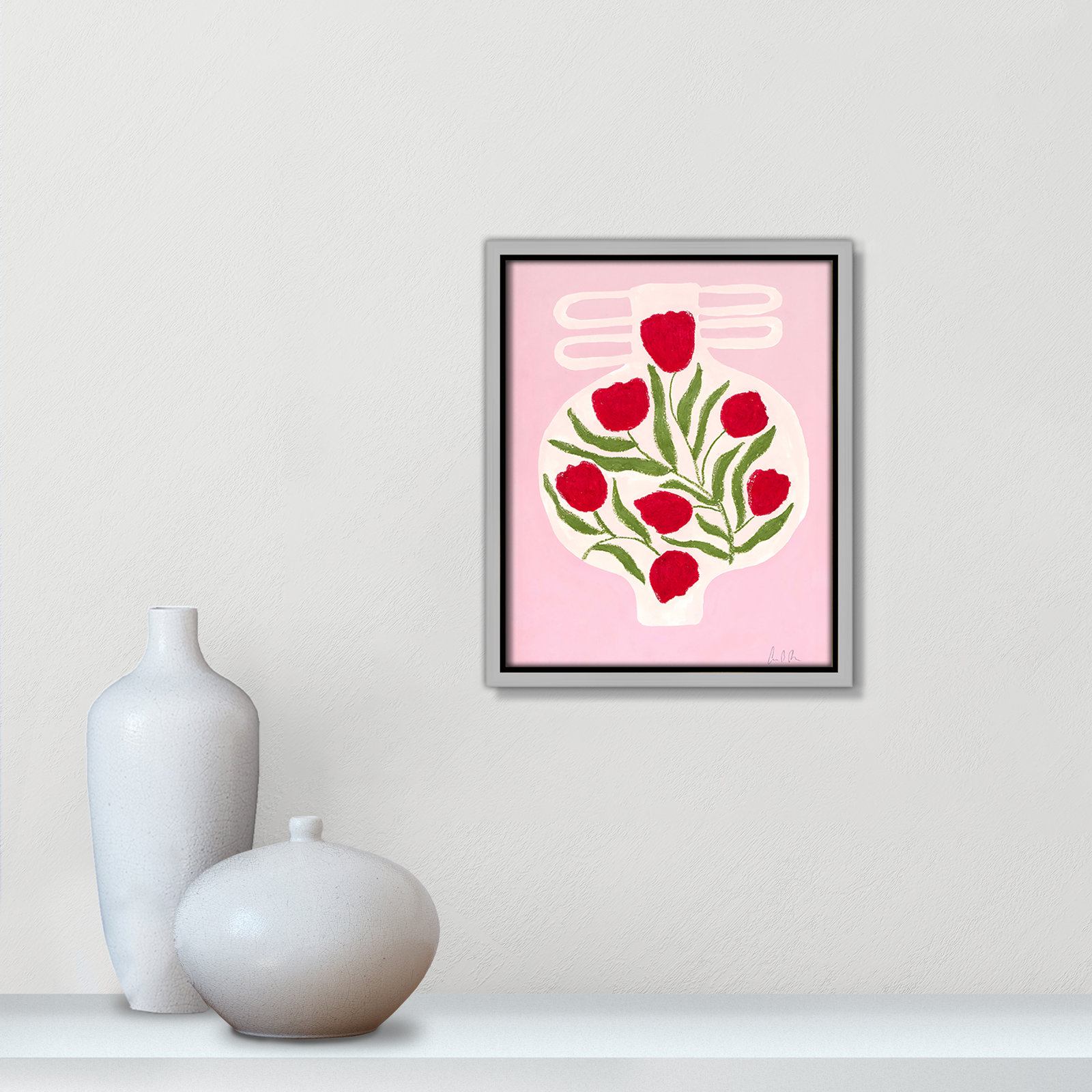 Vase No. 02 Print by Camilla Bergqvist, Silver, 11.5" H x 9.5" W
