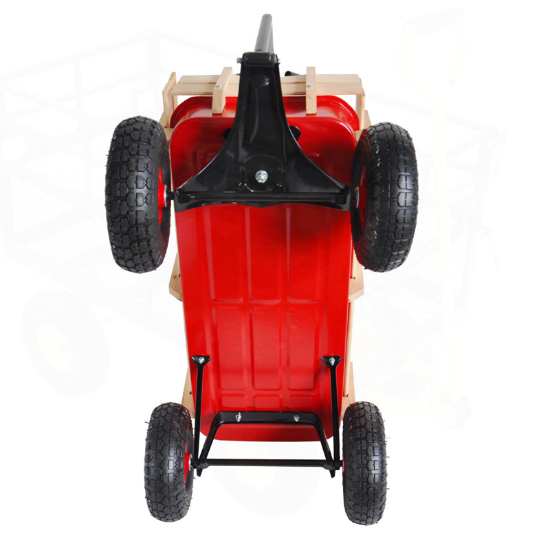 Wagon de sport extérieur durable avec panneaux latéraux en bois et pneumatiques pour une utilisation tout terrain