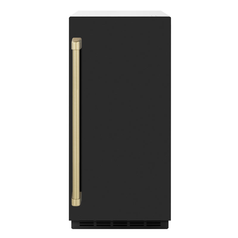 ZLINE Autograph 15 inch Touchstone Clear Cube Ice Maker w/ Polished Gold Handle, Black Matte/Champagne Bronze