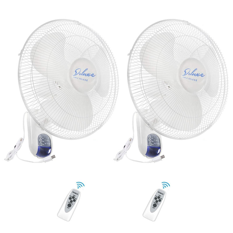 16 in. White Digital Wall Mount Fan with Remote Control 3-Oscillating Modes 3-Speed