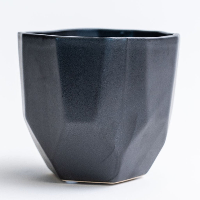 Metallic Black Geometric Shapes Planter