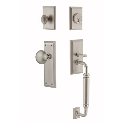 Nostalgic Warehouse New York Plate C Grip Handleset with Single Cylinder Deadbolt and New York Knob