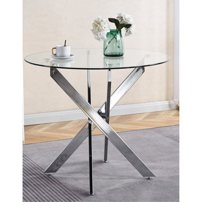 Table de salon moderne avec longueur réglable et plateau en verre trempé, pieds en métal élégants, pour l'espace