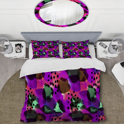 Spots And Dots Magenta Polyester Duvet Cover