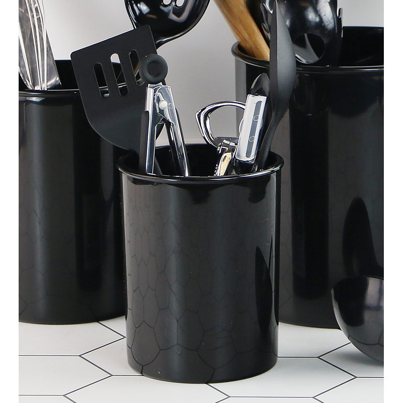 Pot à ustensiles en plastique, Noir
