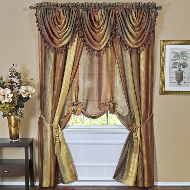 Reasor Semi Sheer Curtain Pair, Autumn, 50" W x 63" L