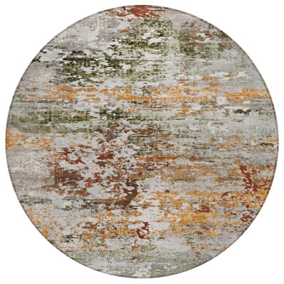 Machine Washable Indoor/Outdoor Xhevrie Terracotta Rug