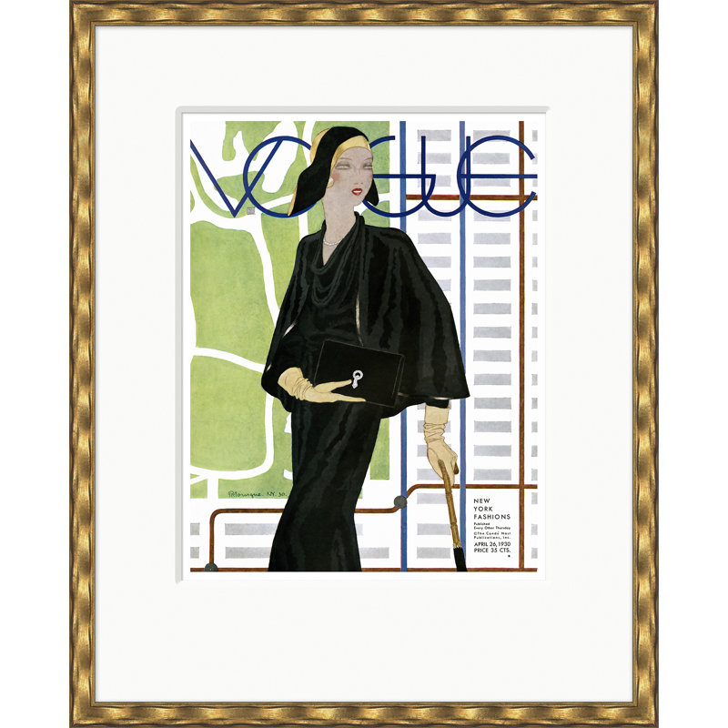 Vogue Cover, New York Fashions, Pierre Mourgue, April 16, 1930 Print by Pierre Mourgue, Gold