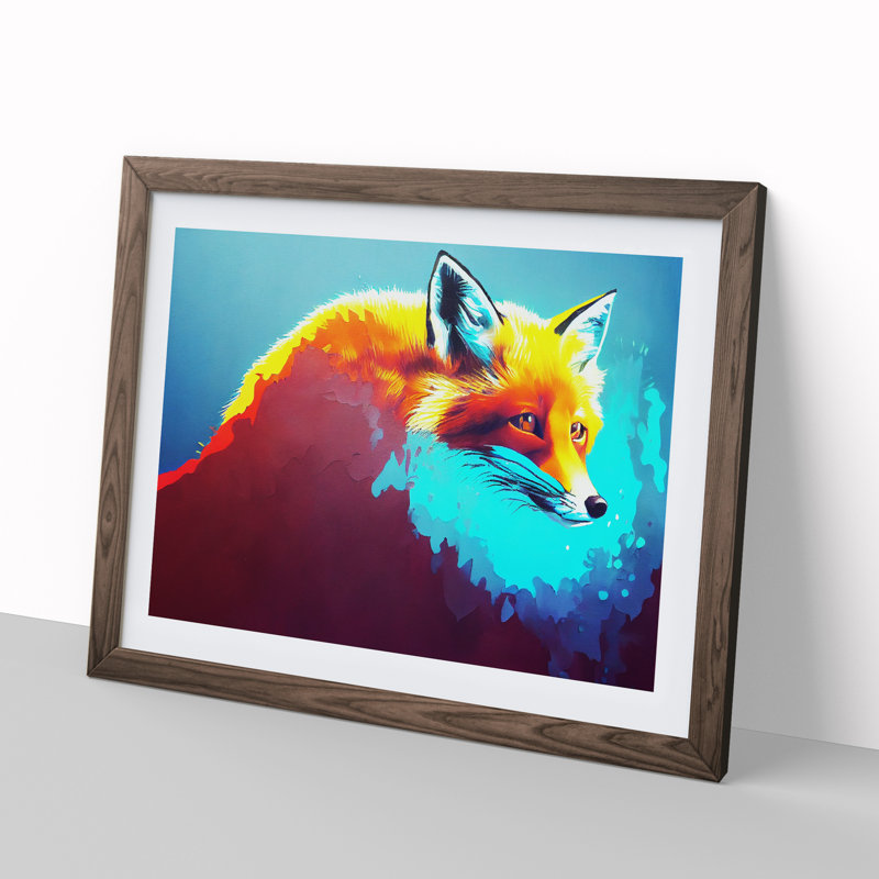 Fox Vol.4 - Single Picture Frame Painting, Walnut, 46cm H x 64cm W x 2cm D