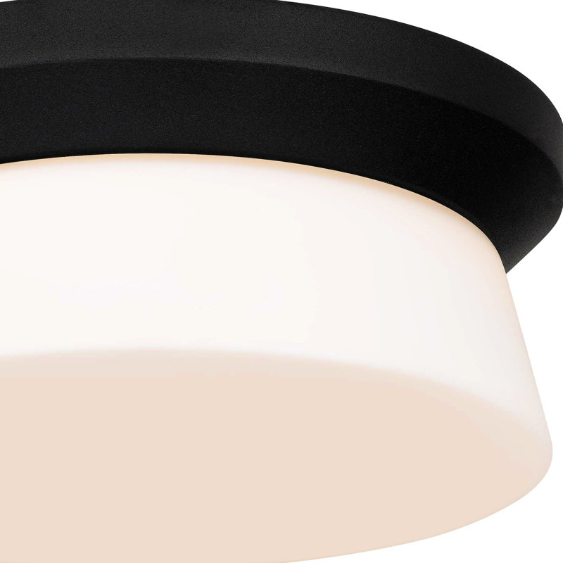 11 Inch Black Integrated Led Flush Mount With High - Efficiency 1450 Lumens 25W Led, 3 Color Temperature Alternatives  3000K / 4000K 5000K , Dimmable Compatible Dimmers, Etched White Glass Diffuser,