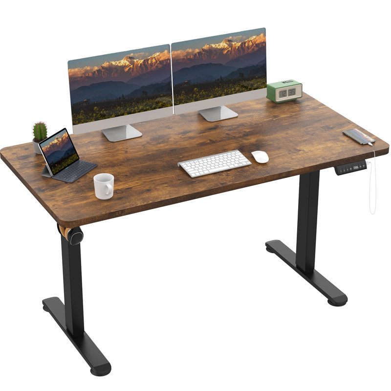 Dionysius Electric Height Adjustable Standing Desk, Black, All Black, 140cm x 70cm