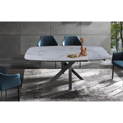 Arcibaldo Extendable Oval Metal Base Dining Table