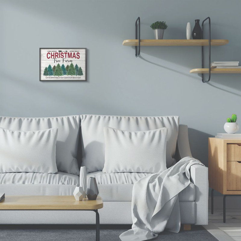 «Christmas Tree Farm», reproduction d'art textuel, Giclée encadrée noir minuit, H 11 po x l 14 po