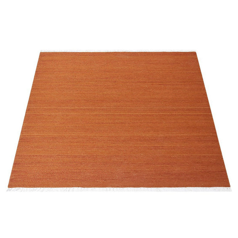 Alithea Hand Woven Flat Weave Kilim Wool Eco-Friendly Area Rugs - Square, Dark Orange Color, Plain Solid Design, Low Pile Handmade Area Rugs for Living Room, Bed Room