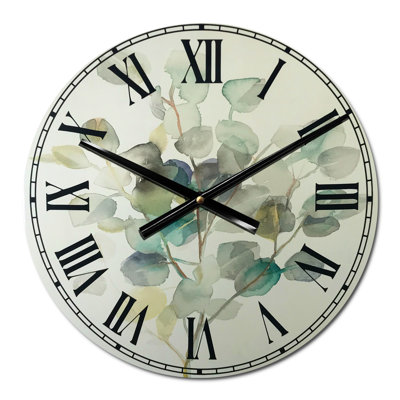 Eucalyptus leaves I - Traditional wall clock, Green Metal wall clock