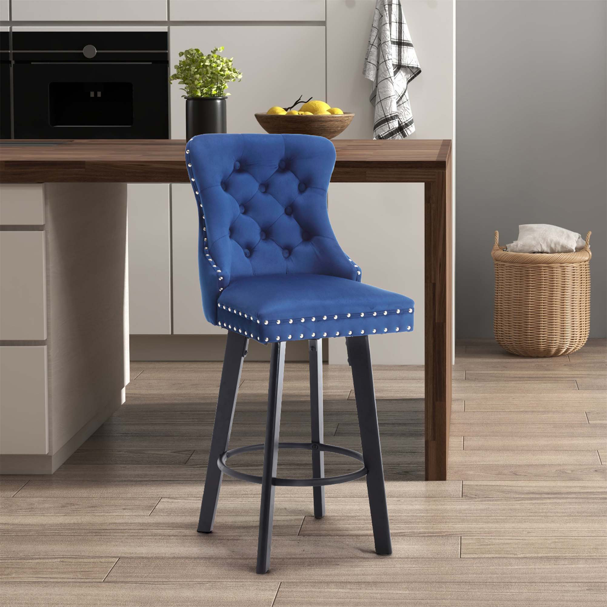 House of Hampton® YS Modern Swivel Bar Stools Velvet Barstools Button