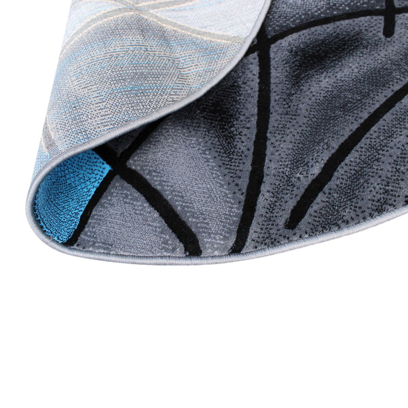 Sioar Blue/Gray Abstract Design Accent Area Rug, Round 5'