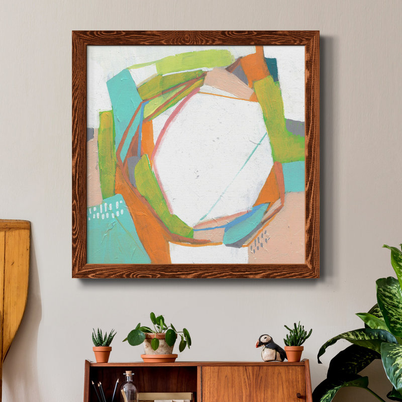 Candy Whorl II - Toile encadrée de qualité supérieure - prête à être accrochée, Cadre brun, H 17 po x l 17 po x P 1 po