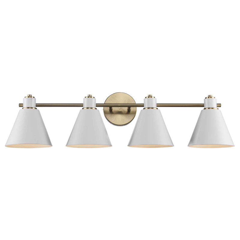 Kamjeet 4 - Light Dimmable Vanity Light, Antique Gold/White