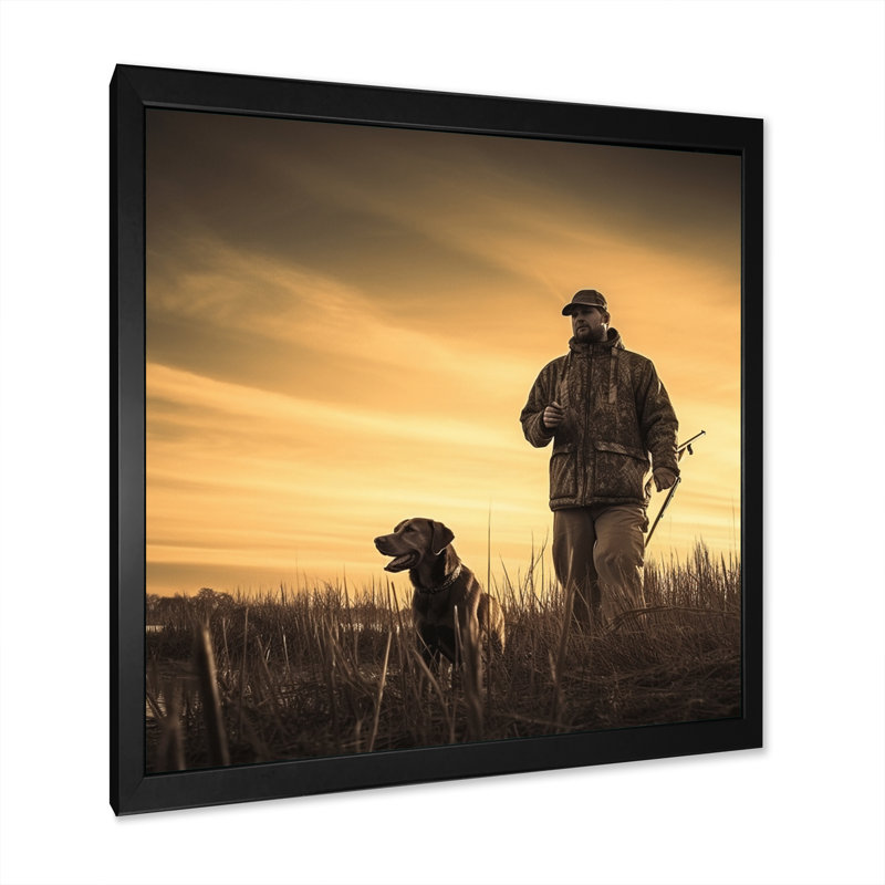 Chasse au lever du soleil I sur toile, H 36 po x l 36 po x P 1,5 po, Cadre photo noir