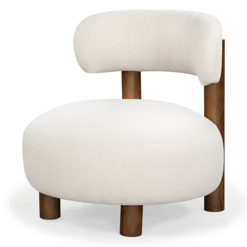 Iyali 29'' Wide Armless Accent Chair, Tan Bouncle, Walnut
