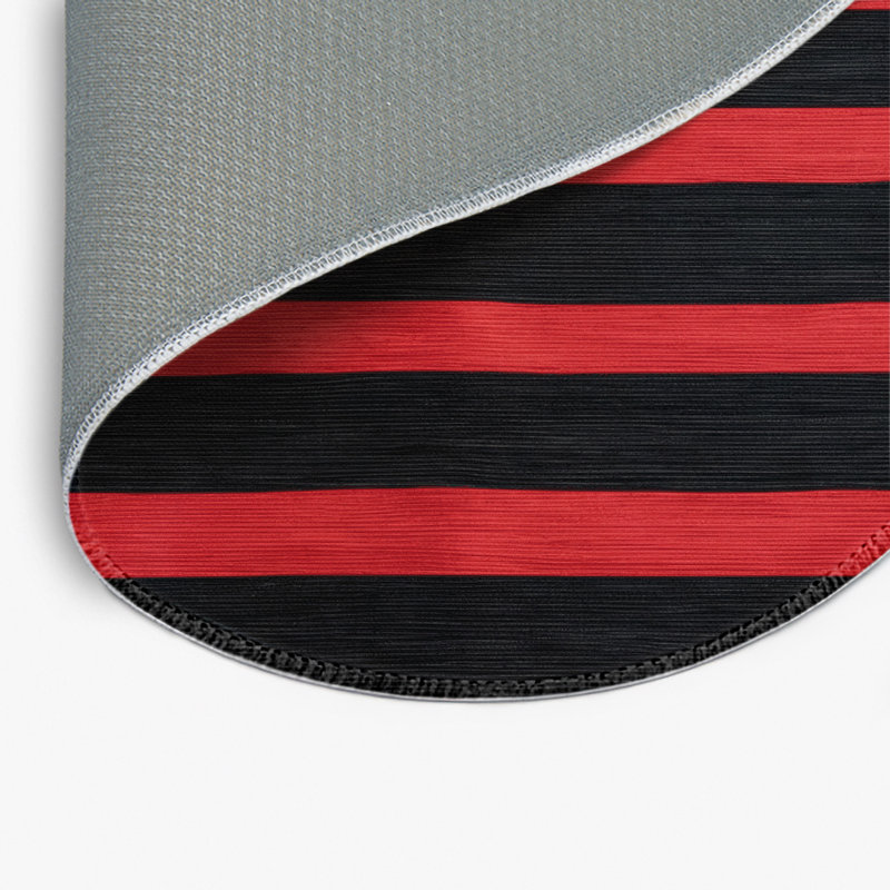 Tapis intérieur / extérieur noir HorizontalStripes, Rond 5 pi
