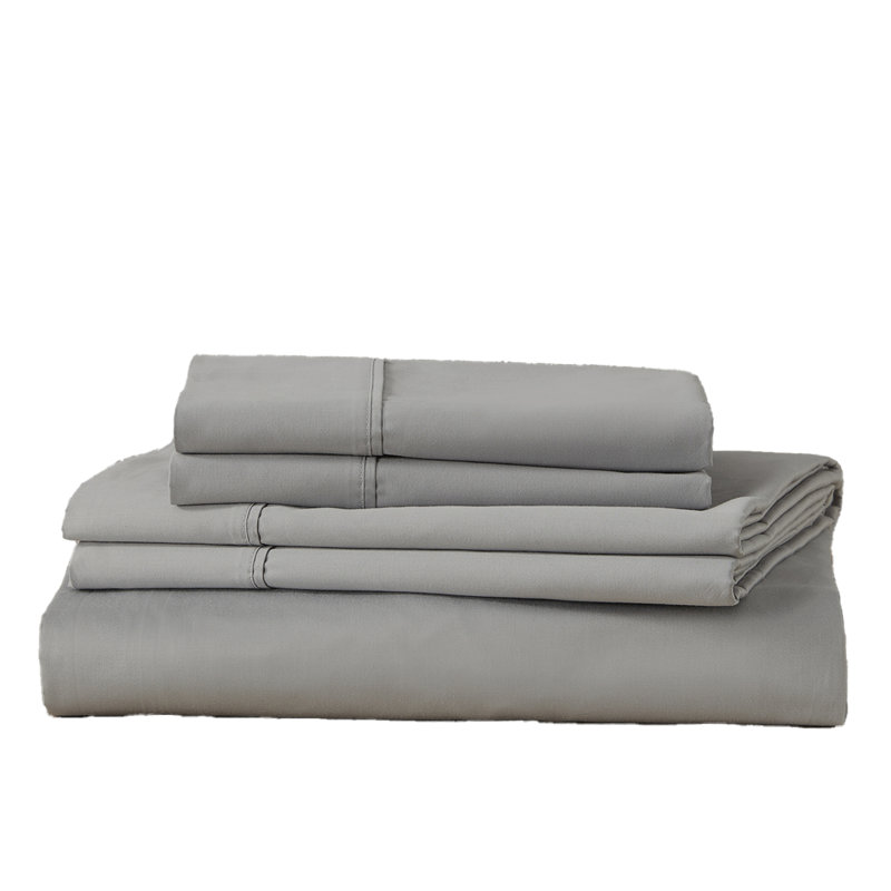 Ensemble de draps pour chambre d'amis 4 pièces 100% coton, Ensemble de draps pour très grand lit + un drap-h, Taupe clair