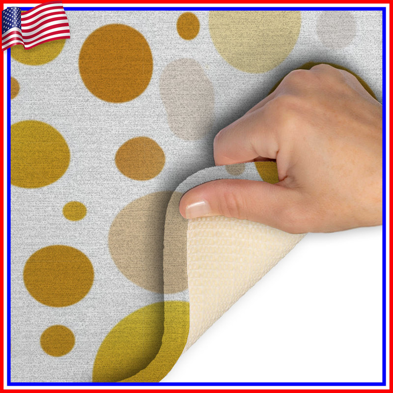 Motif de tapis de bain à pois moderne pour salle de bain, Simple - L 34 po x l 21 po, Pois or
