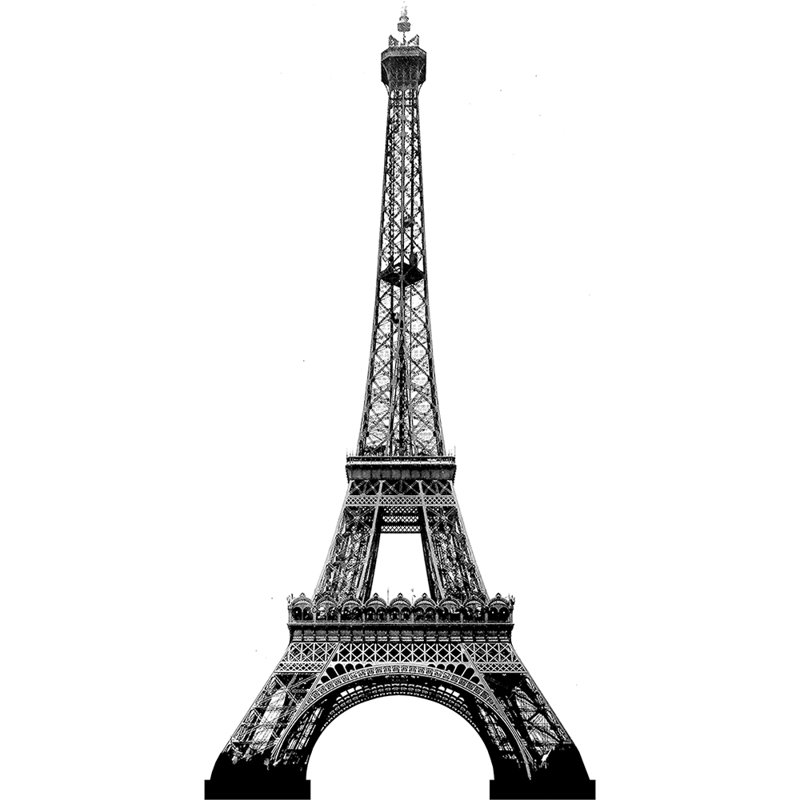 H13170 Eiffel Tower Black And White Silhouette Cardboard Standup