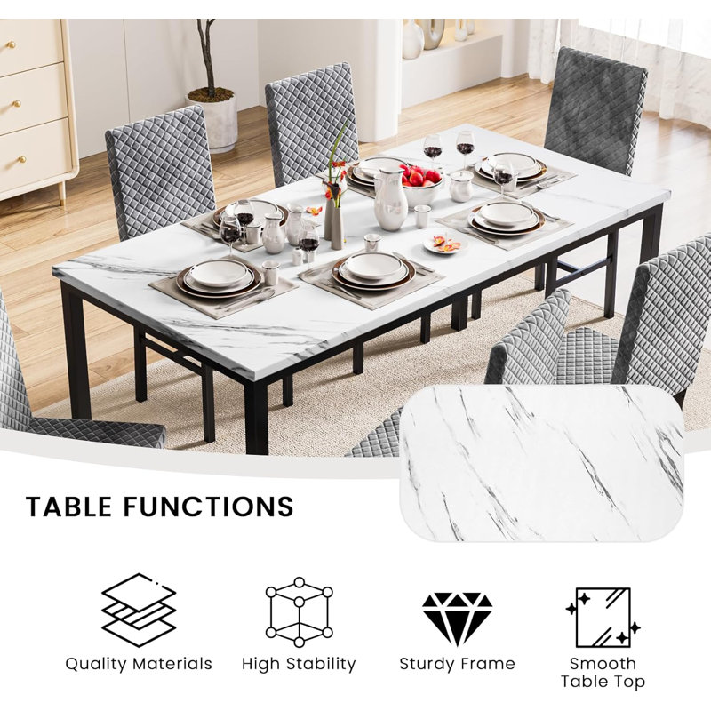 Ensemble de table et chaises Ellice, Blanc, Gris / noir