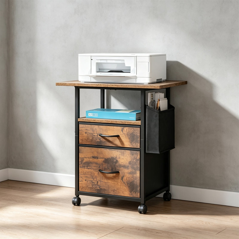 2 Fabric Drawers Mobile File Cabinet
