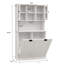 Armoire de salle de bain inclinable à deux compartiments avec panier à linge haut et 2 tablettes réglables, peu encombrante et durable