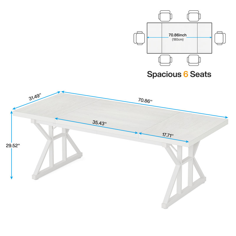 180.3cm Rectangle Conference Table, White, White