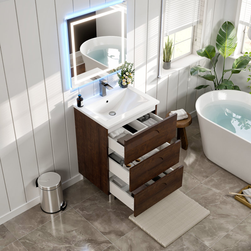 Ensemble de meuble-lavabo simple 24 po Alberthe, Palissandre