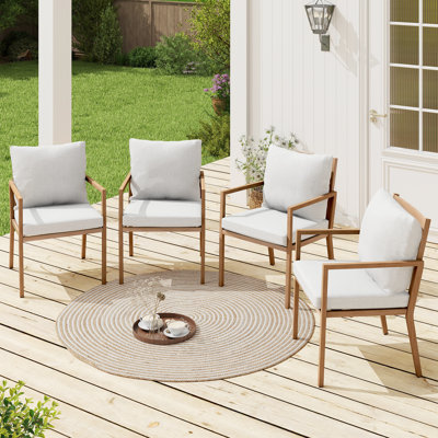 Michael 4-Piece Aluminum Patio Dining Chairs With Light Gray Cushions