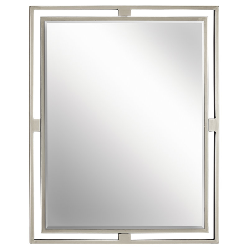 Miroir biseauté moderne et contemporain Chesire, Nickel brossé