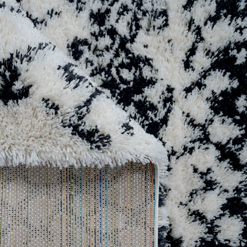 Reede Shaggy Beige/Black Rug, Rectangle 120 x 170cm
