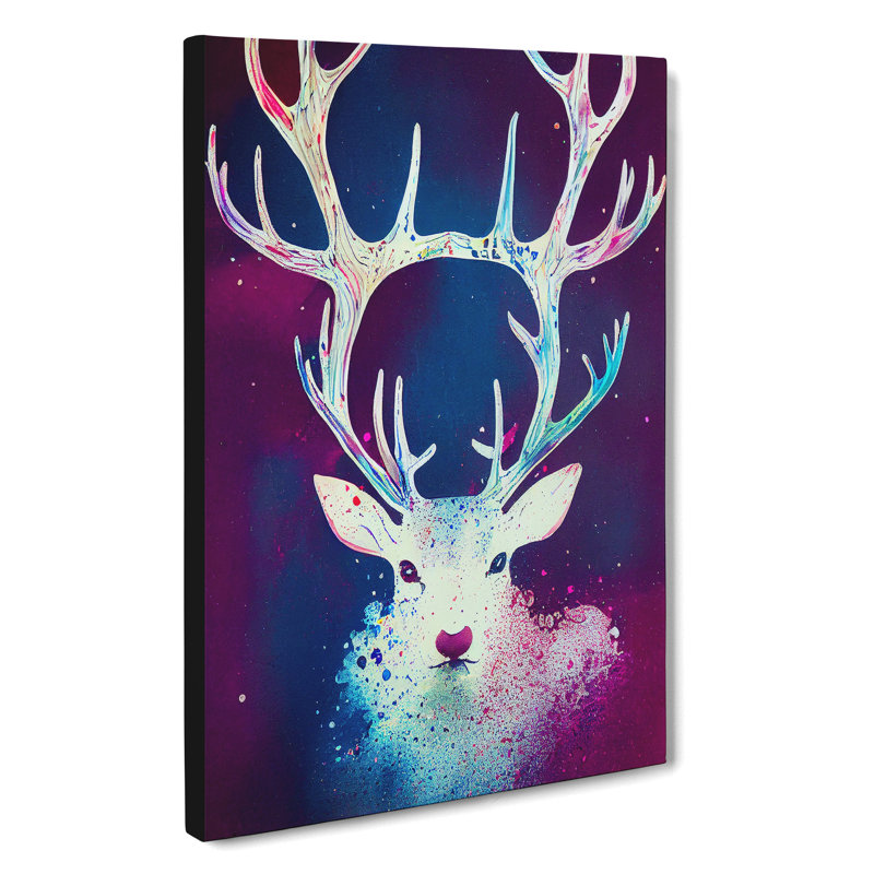 XC1022-1637X Colourful Stag Art No.4 Abstract - Wrapped Canvas Print, 76cm H x 50cm W x 3cm D