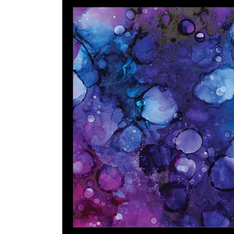 Encre Wahl - encre d'alcool - mauve / bleu - impression encadrée 14 x 18, L 14 po x P 1 po x H 18 po