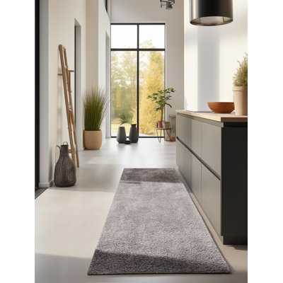 Solid Colour Machine Woven Brown Area Rug