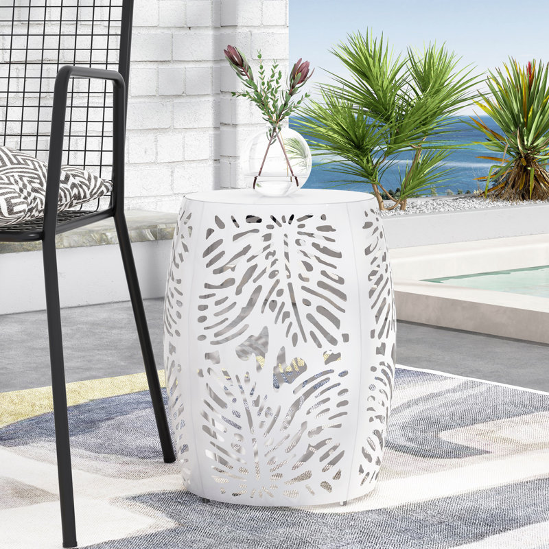 Table de bout en métal - Grande table d'extérieur, Blanc