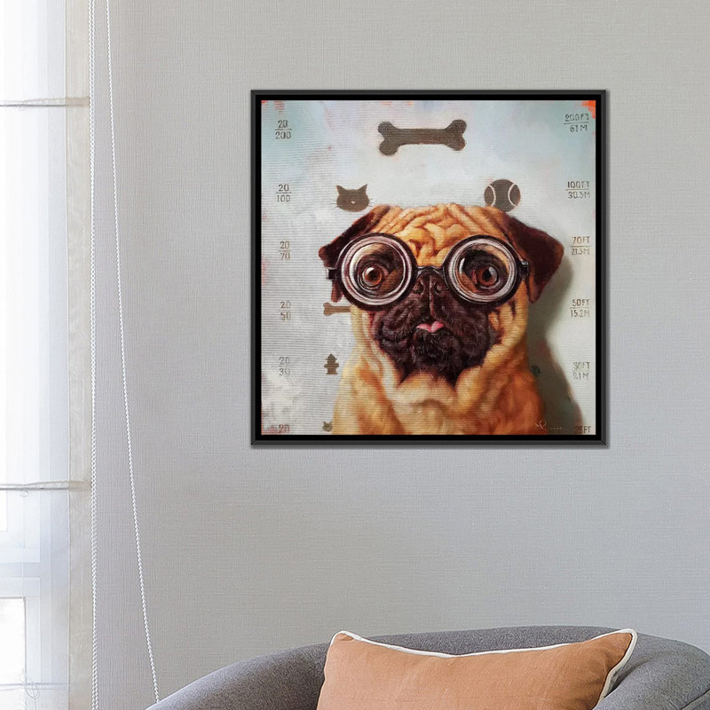 « exam eye exam », impression sur toile, H 18 po x l 18 po x P 1,5 po, Toile avec cadre noir, Pas de tapis