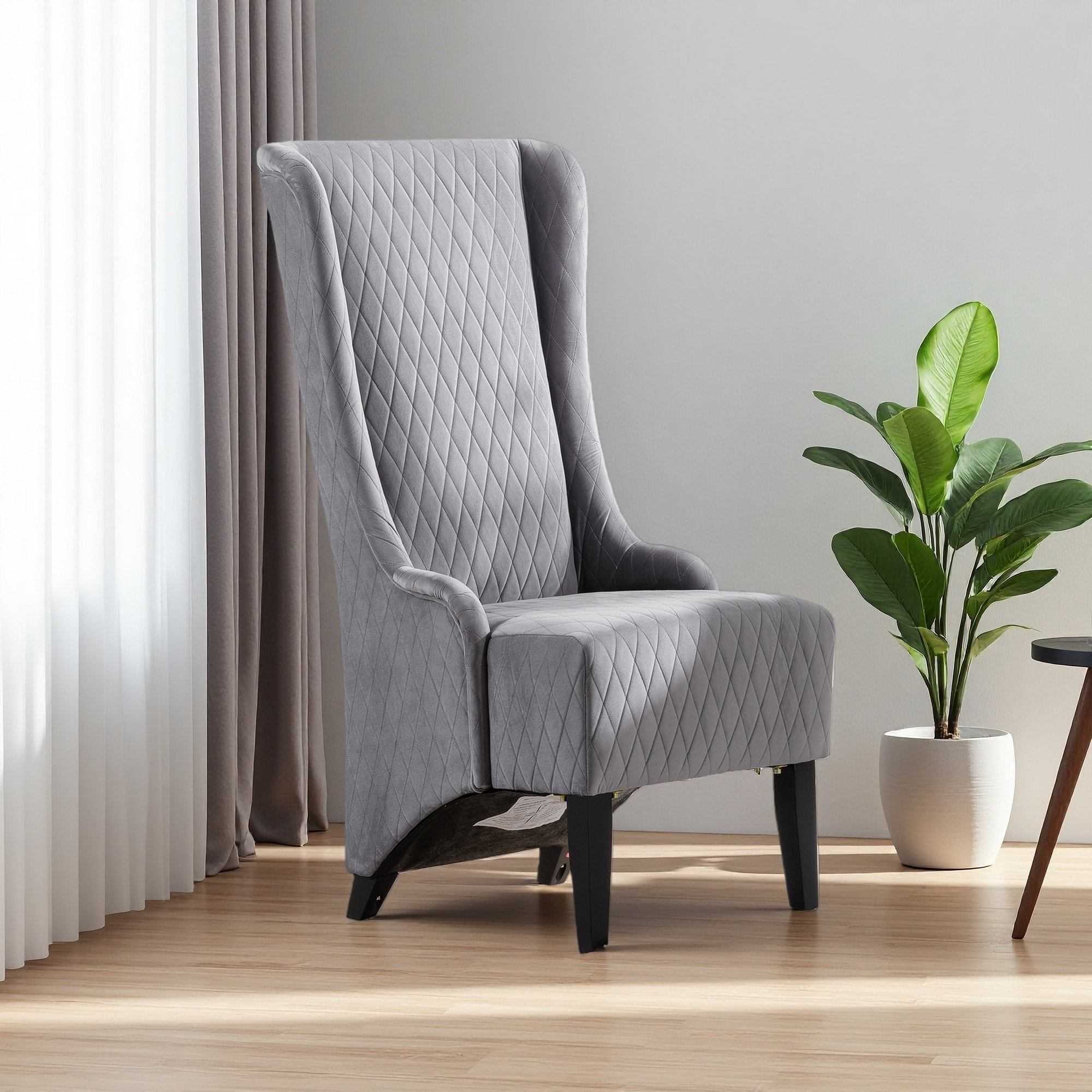 George Oliver High-Back Accent Chair, Comfy High Wingback Chair, Living
