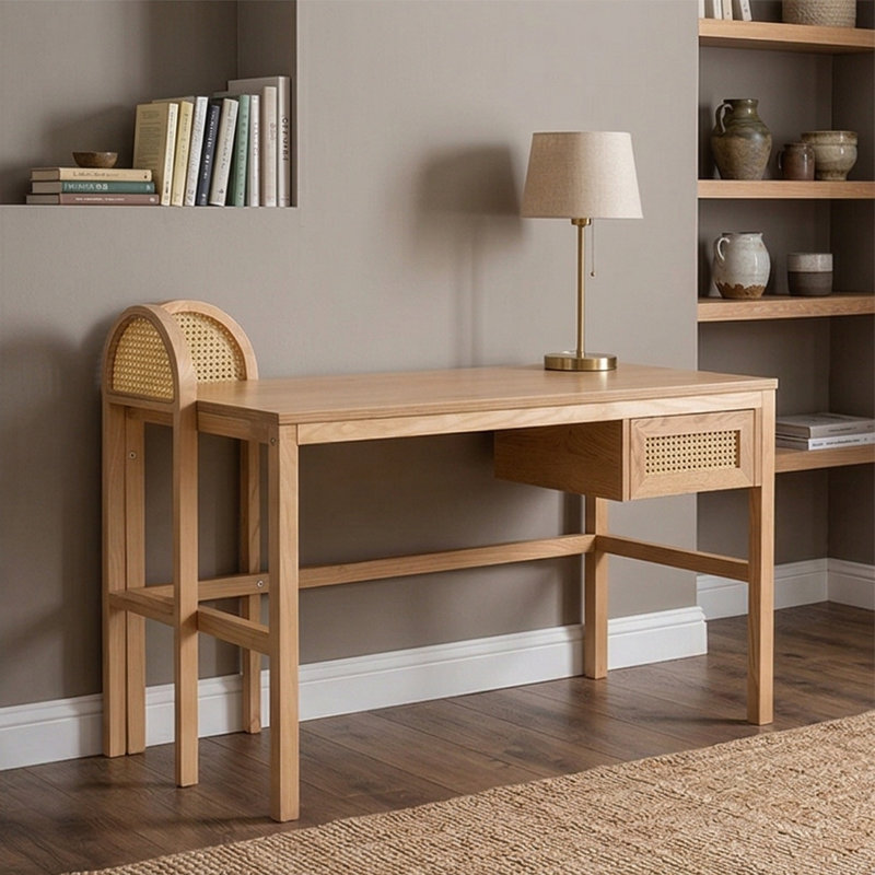 Elowen 51" Solid Ash Wood Writing Desk