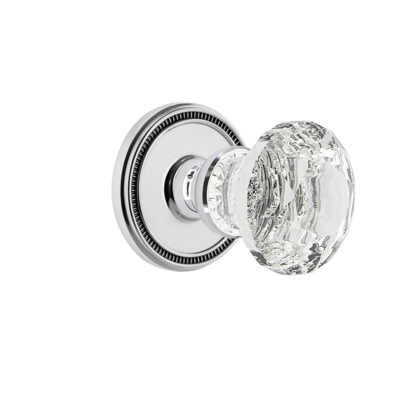 Rosette Grandeur Soleil avec poignée en cristal brillant, Chrome brillant, 2.375"