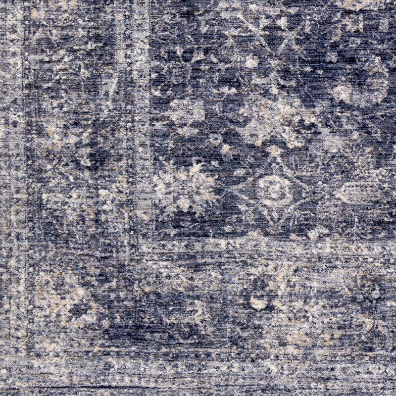 Tapis bleu à motif géométrique Longlier, Rectangle 3 pi 3 po x 5 pi